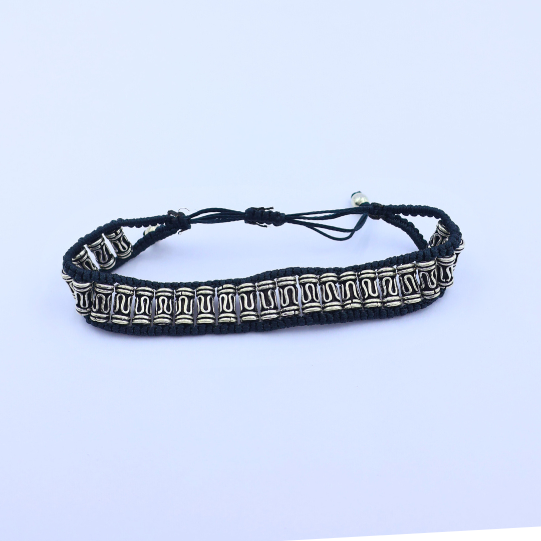 Silver Black Tread unique Bracelet 925