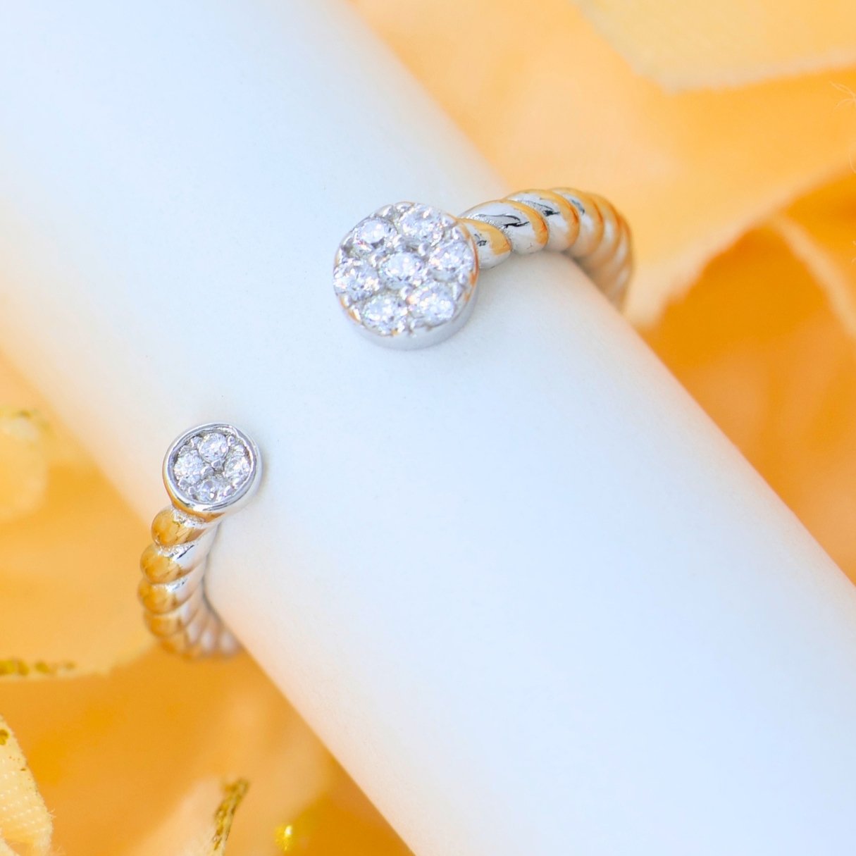 Set of 3 SILVER & Rose gold finishing silver ring (adjustable ring)925