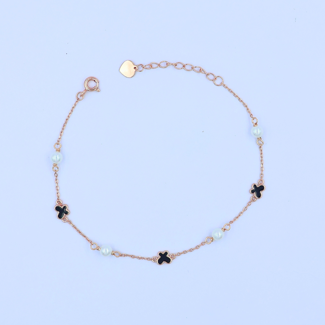 Rosegold Black Perol Butterfly Bracelet 925