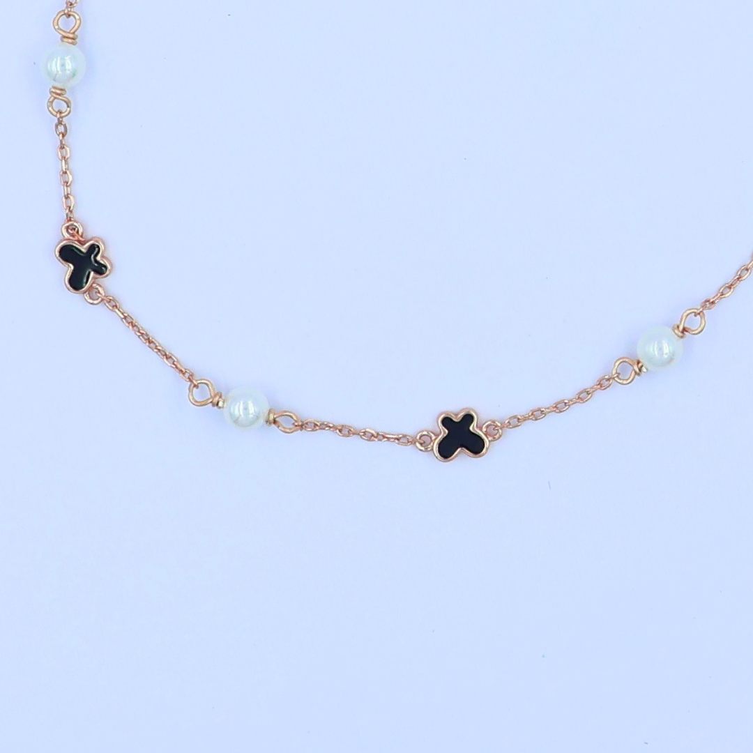 Rosegold Black Perol Butterfly Bracelet 925