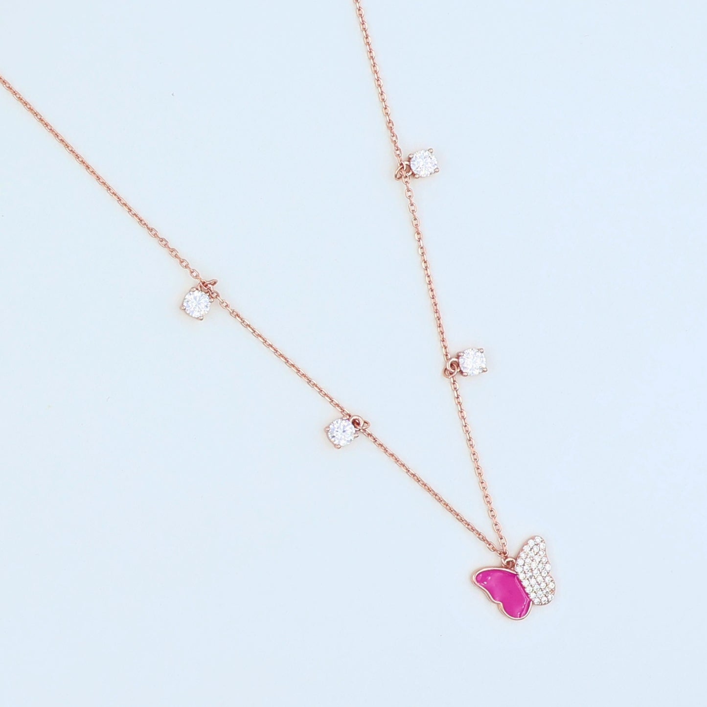 Rosegold Butterfly Twinkling Fancy women neck wear 925
