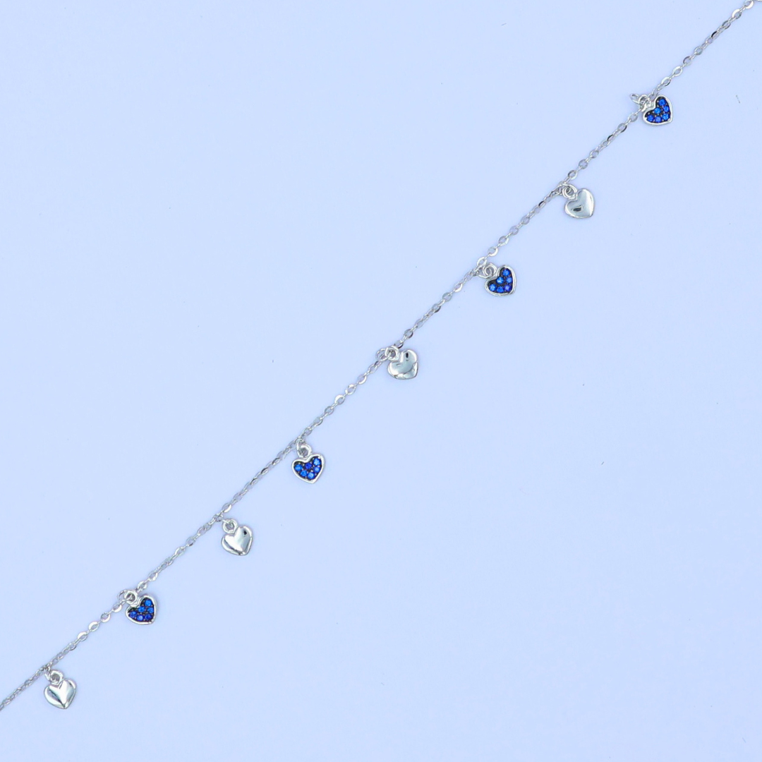 Silver Blue Heart Bracelet 925