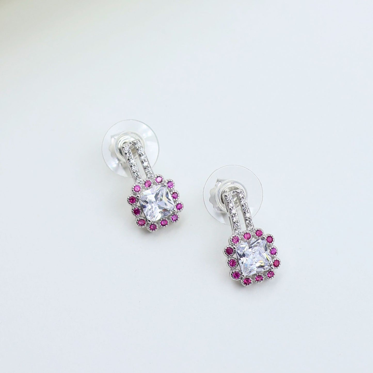 925 Silver Pink Floral Set