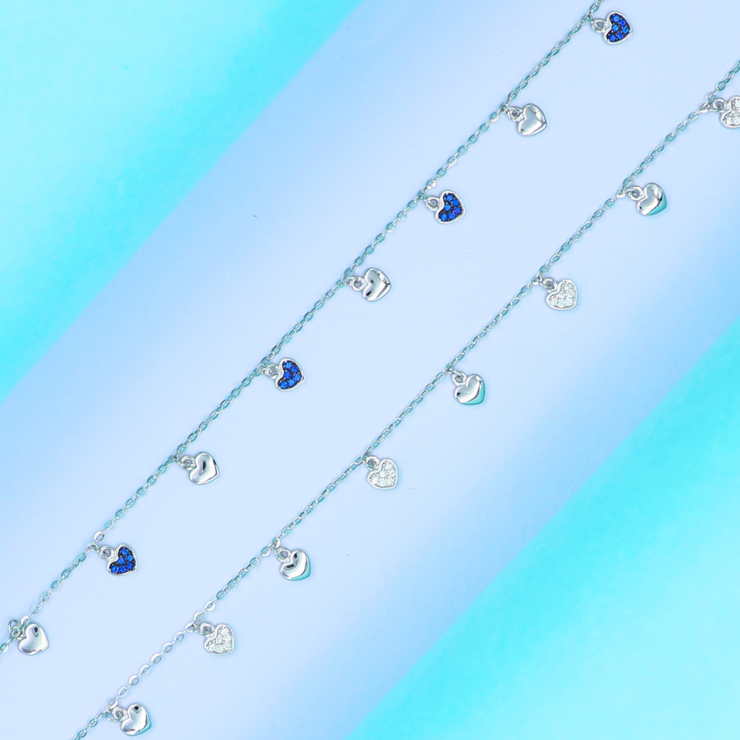 Silver Blue Heart Bracelet 925