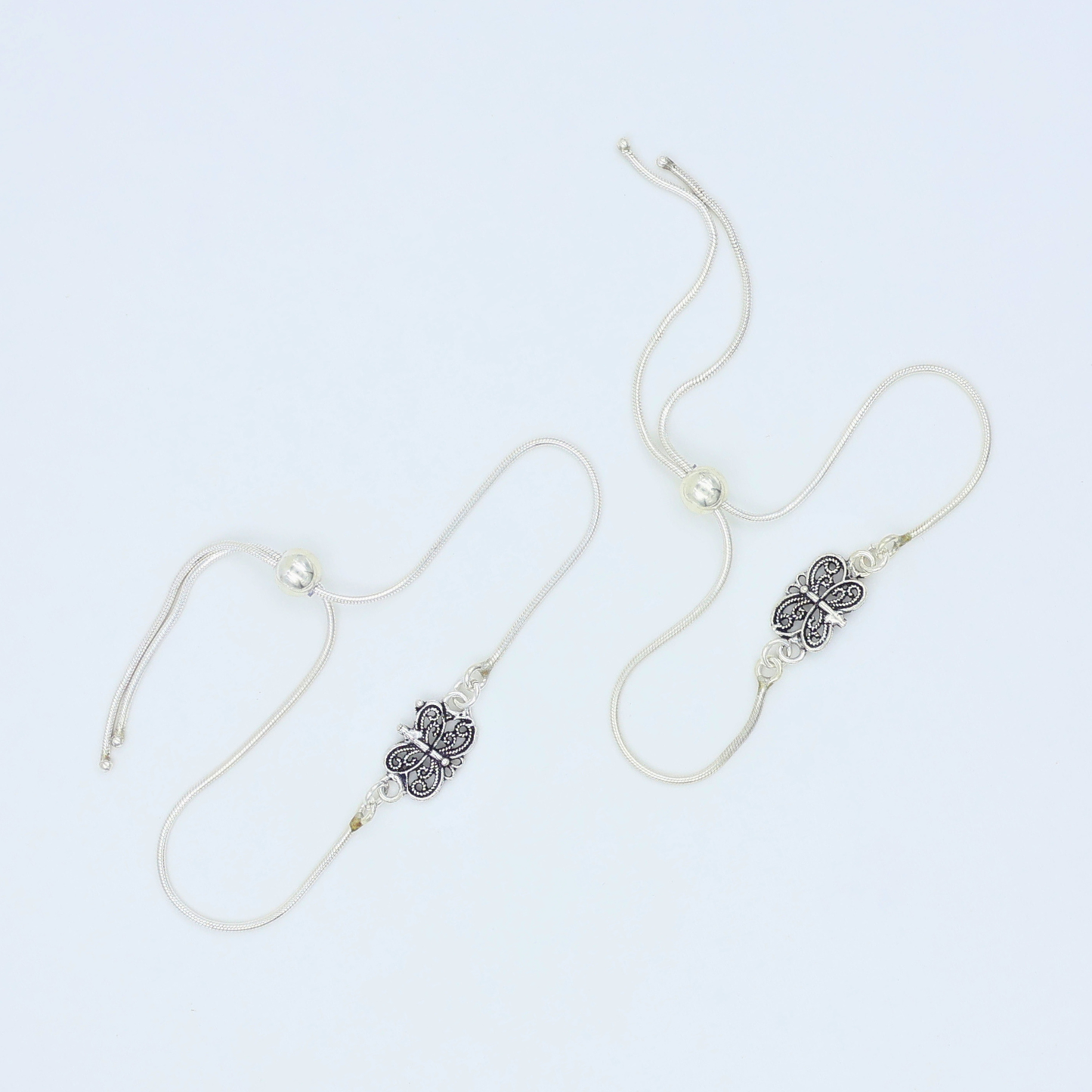 Oxidised Butterfly Silver Anklet 925
