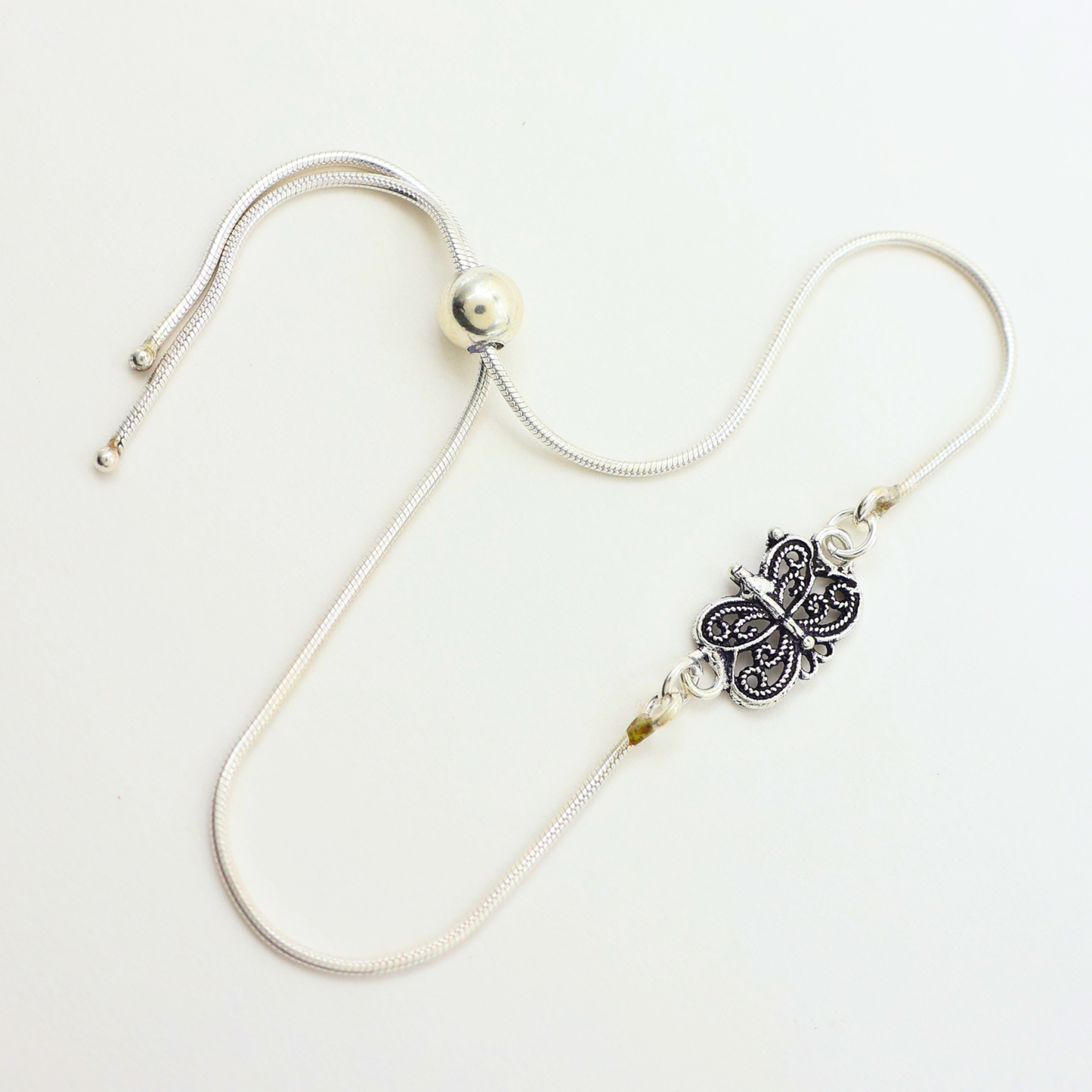 Oxidised Butterfly Silver Anklet 925