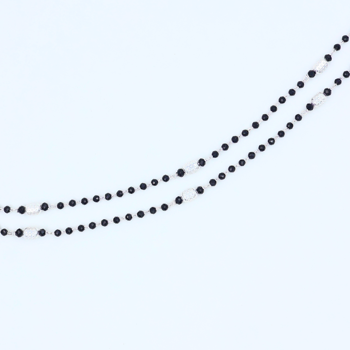 Silver and Black Bead Anklet 925