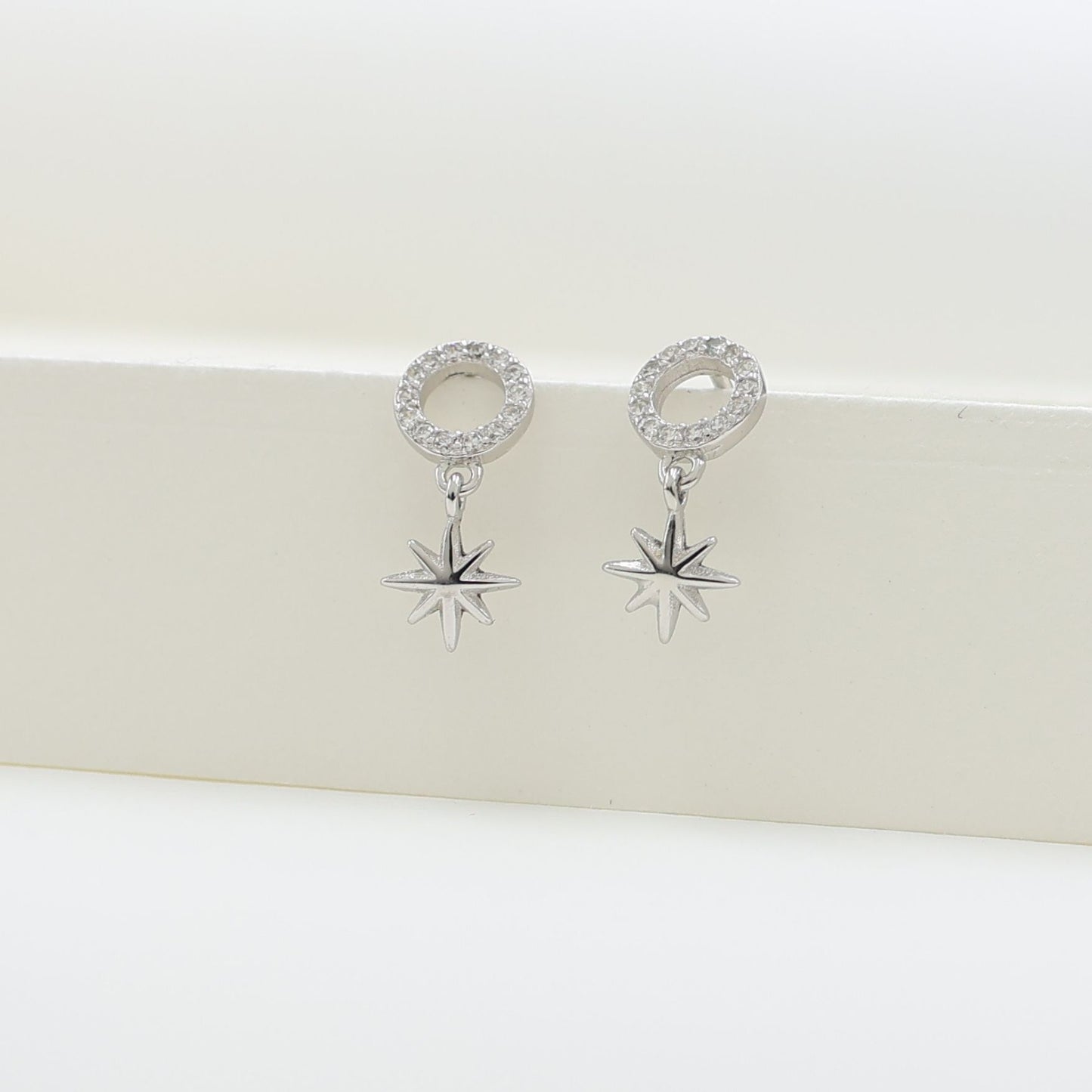 925 Silver Moon &Star Stud Earrings