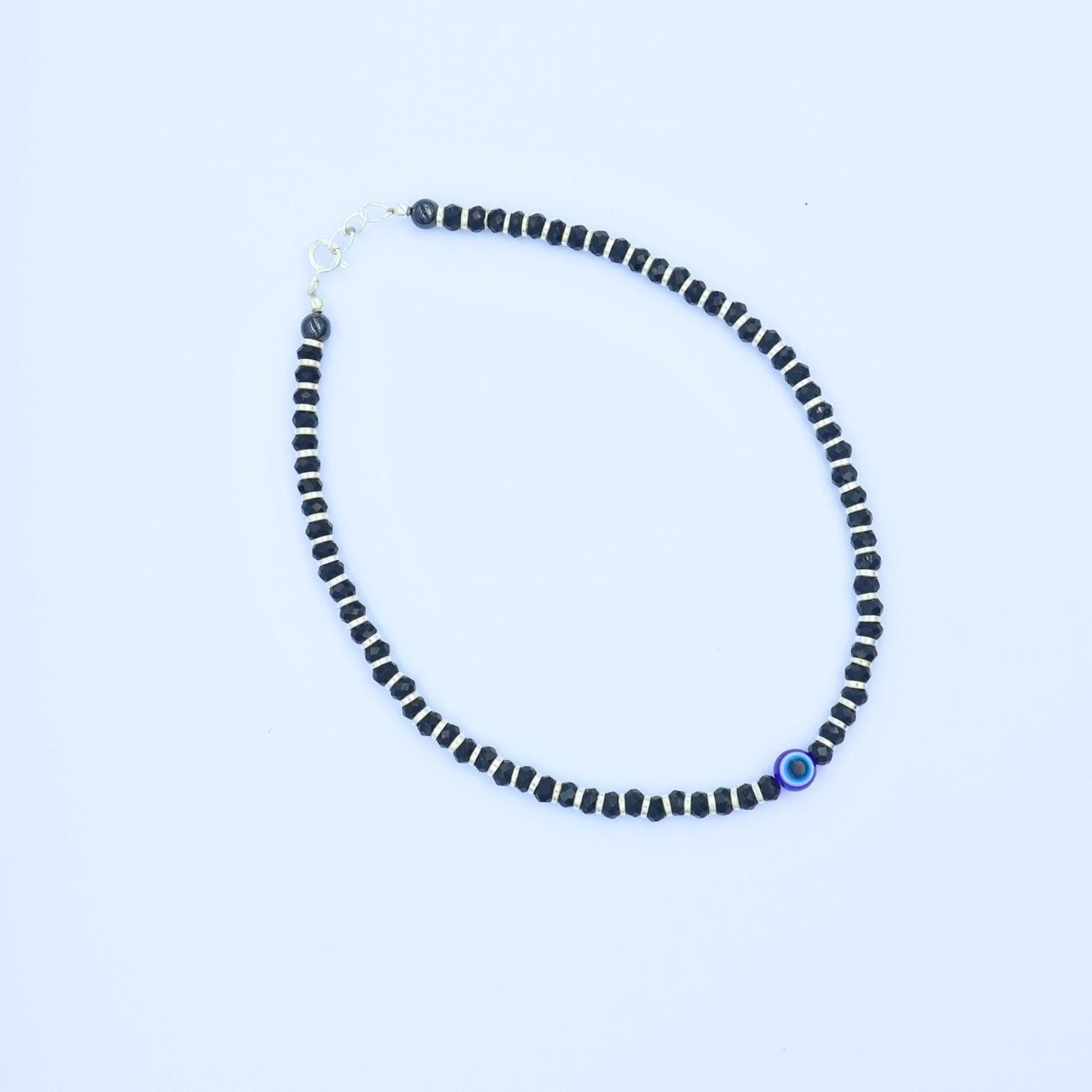 Silver Evil Eye Single Anklet 925