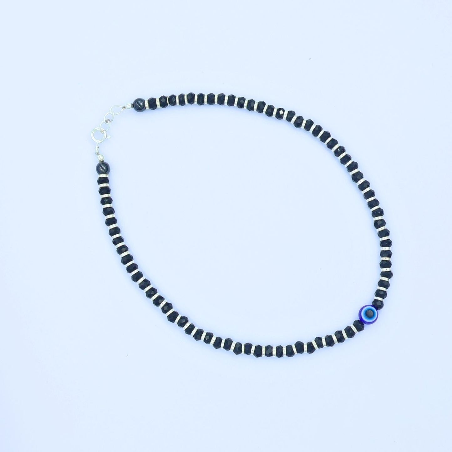 Silver Evil Eye Single Anklet 925