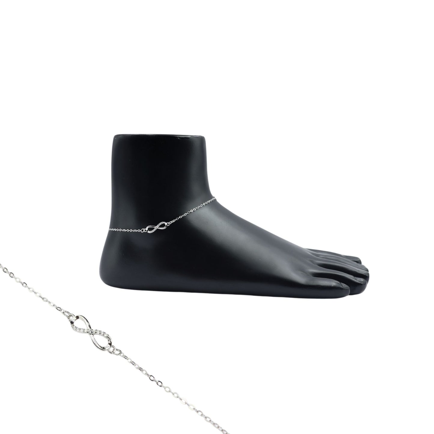 925 Silver Infinity Zircon single Anklet