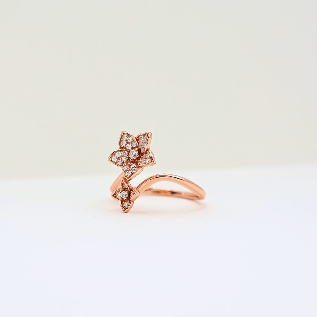 Flower design Ring Rosegold finishing (adjustable ring)925