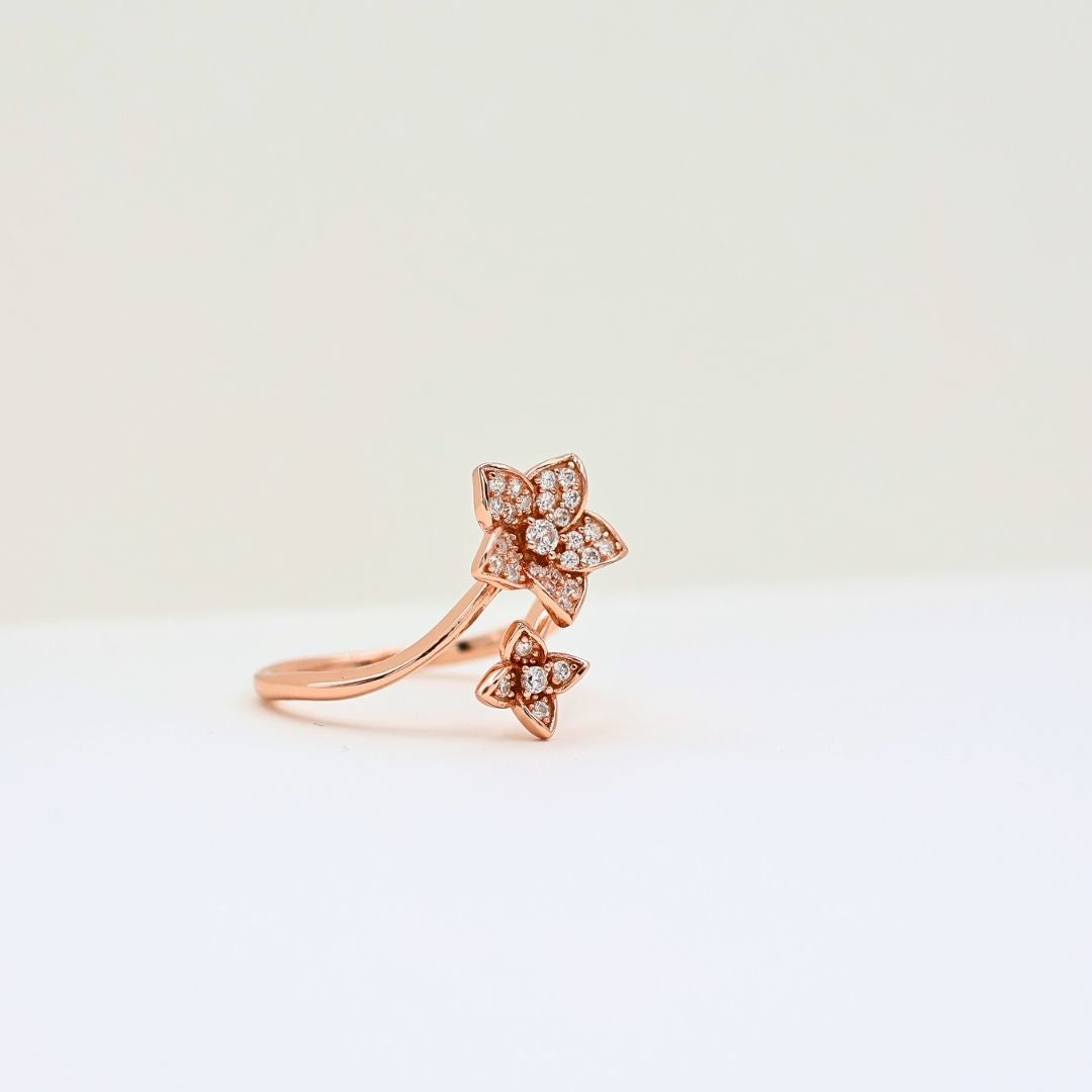 Flower design Ring Rosegold finishing (adjustable ring)925