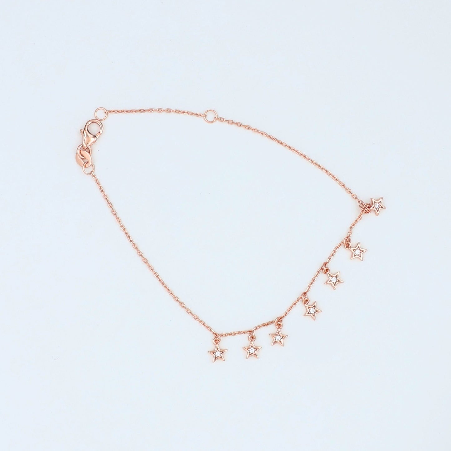 Rose Gold Star Bracelet 925 Silver