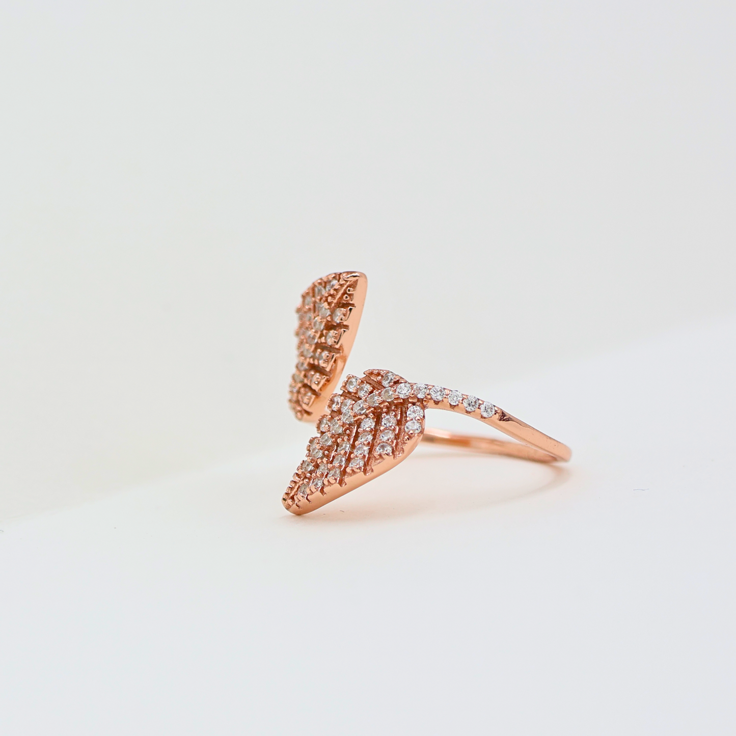 Leaf Rosegold finish Ring(adjustable ring)925