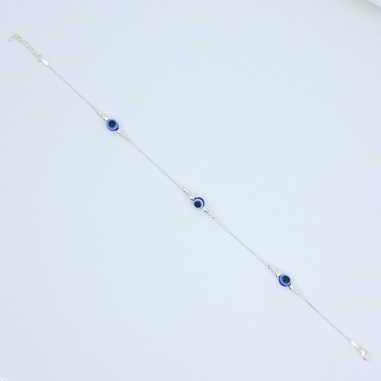 925 Silver Evil Eye Single Anklet