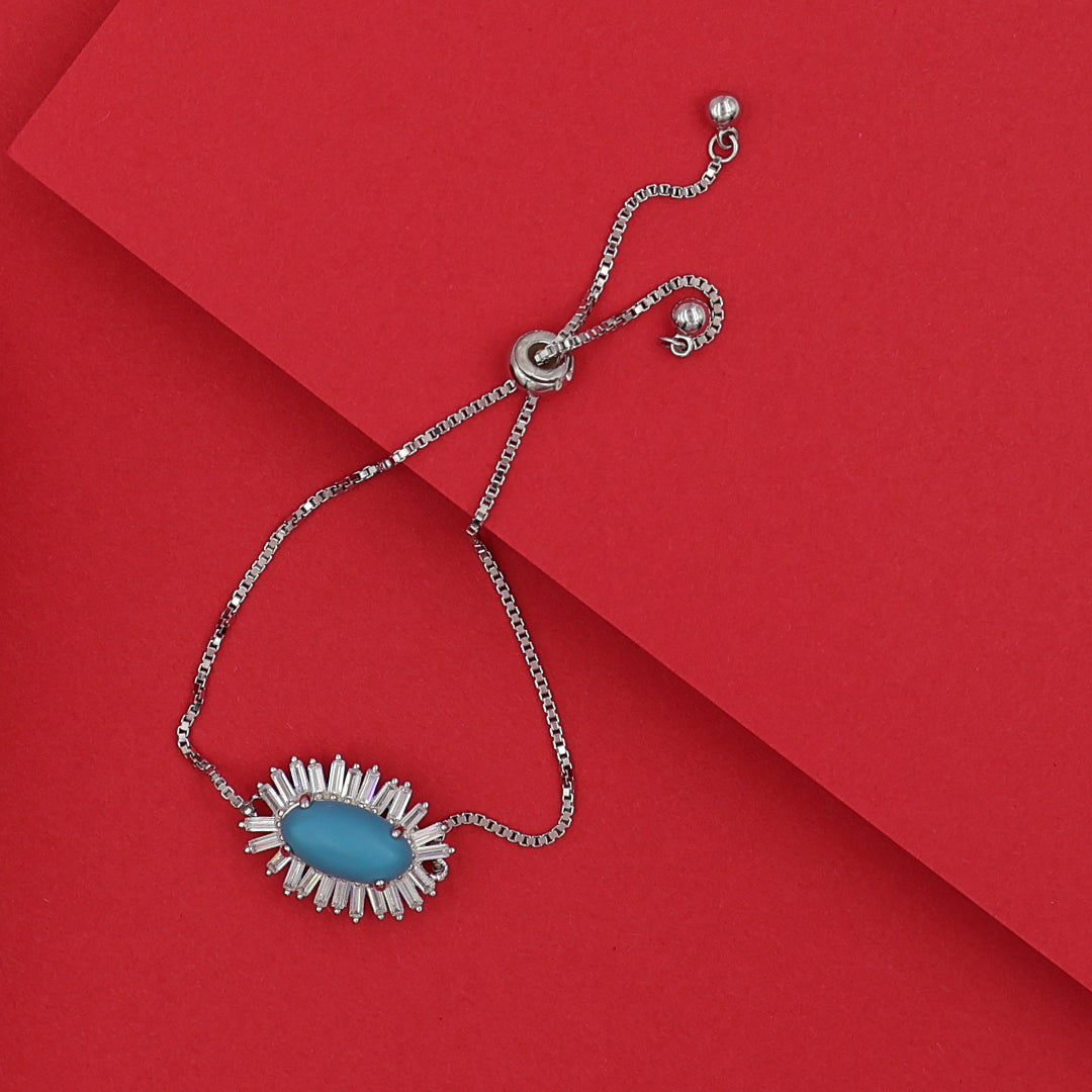 Silver Arc Of Blue Bracelet 925