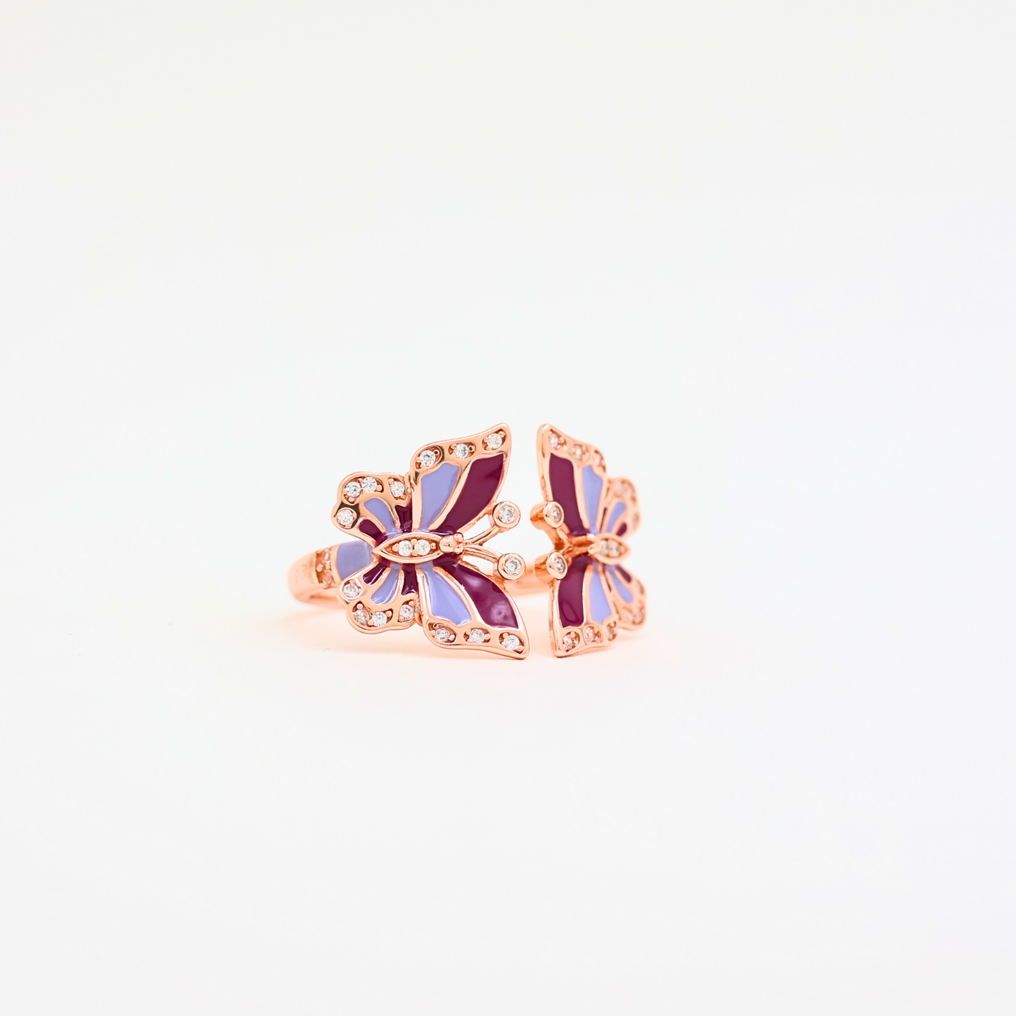 Butterfly Rosegold finishing silver ring (adjustable ring)925