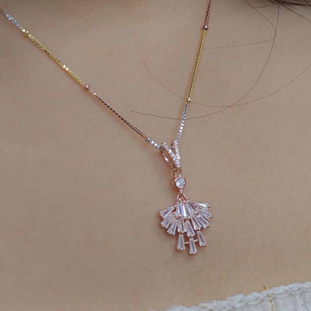 Rose Gold fancy pendant set 925 Silver
