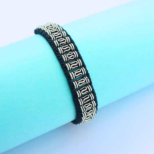 Silver Black Tread unique Bracelet 925