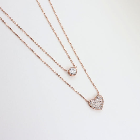 Heart Allure Fancy Rosegold Silver Chain 925