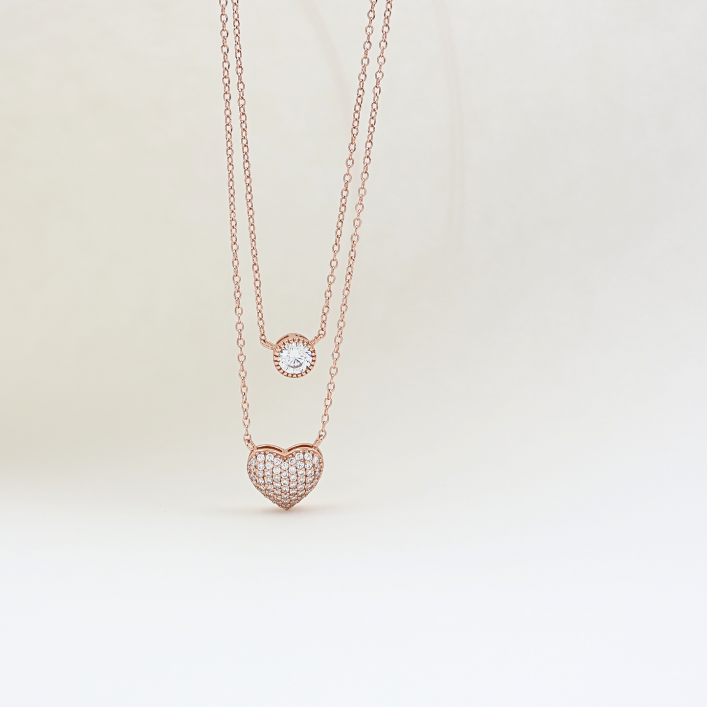 Heart Allure Fancy Rosegold Silver Chain 925