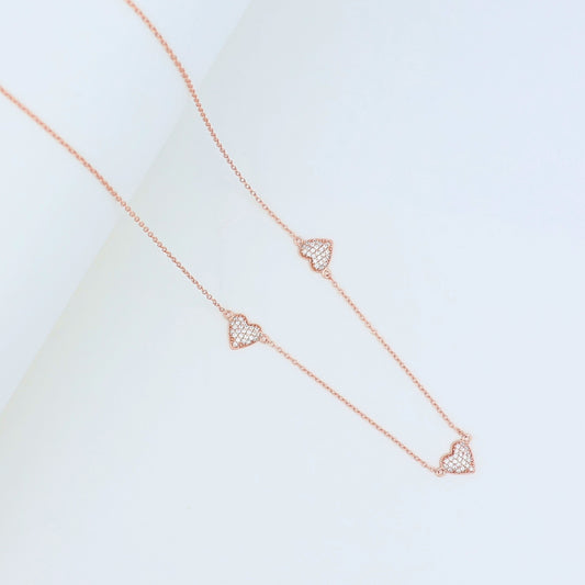 Rosegold Heart Twinkling Fancy  women neck wear 925