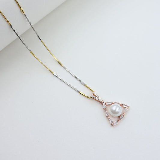 Rose Gold Pearl With Chain 925 Silver