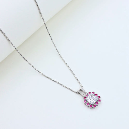 925 Silver Pink Floral Set