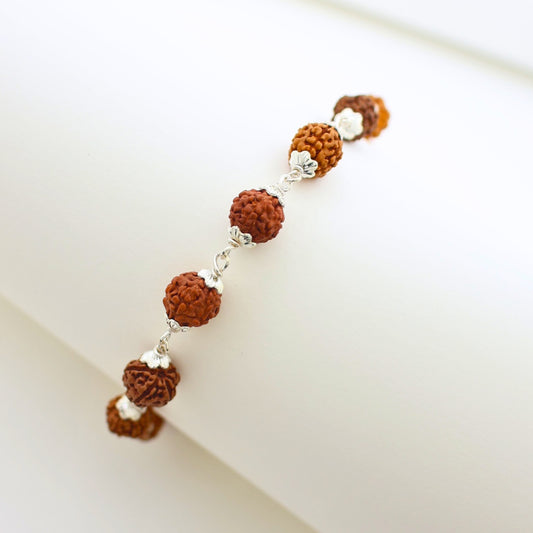 Rudraksha Gents Bracelet In Silver Small Beads 925 Silver