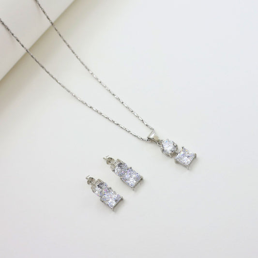 925 Silver Solitaire Pendant Set