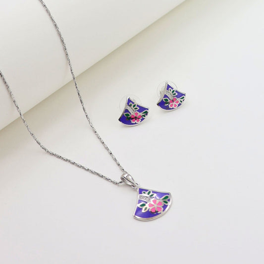 925 Silver Purple Pendant Set Unique Collection