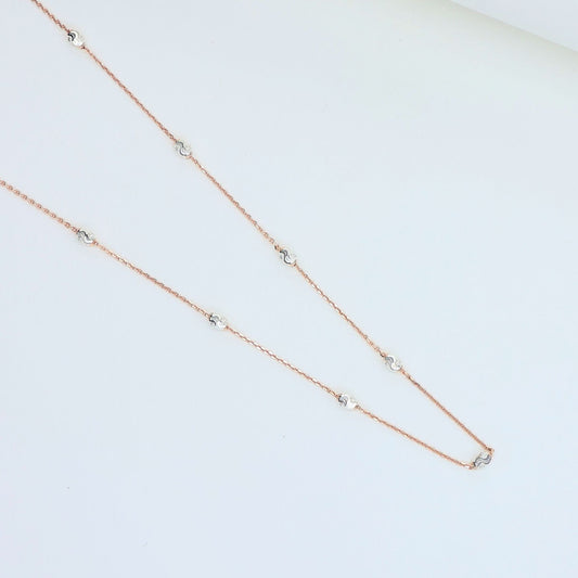 Rose Gold Fancy Beads Chain 925 Silver