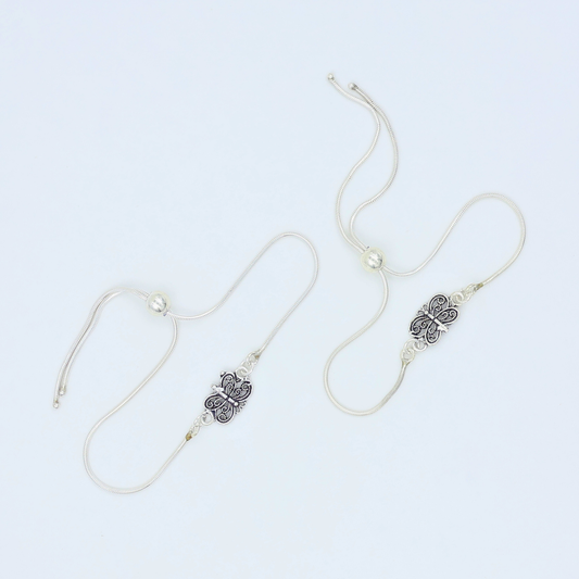 Oxidised Butterfly Silver  Anklet 925