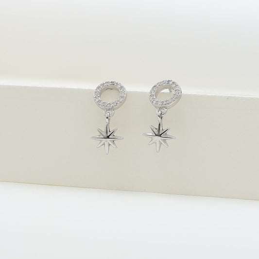 925 Silver Moon &Star Stud Earrings