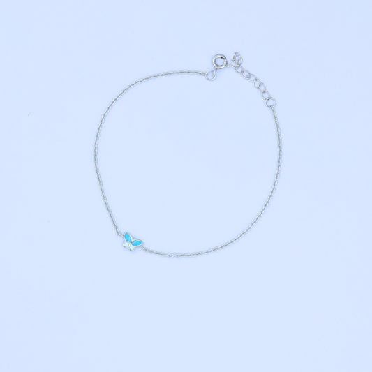 Silver Blue Butterfly Fancy  Bracelet 925