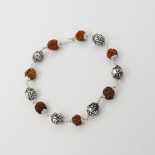 Rudraksha Mens Bracelet Silver  925