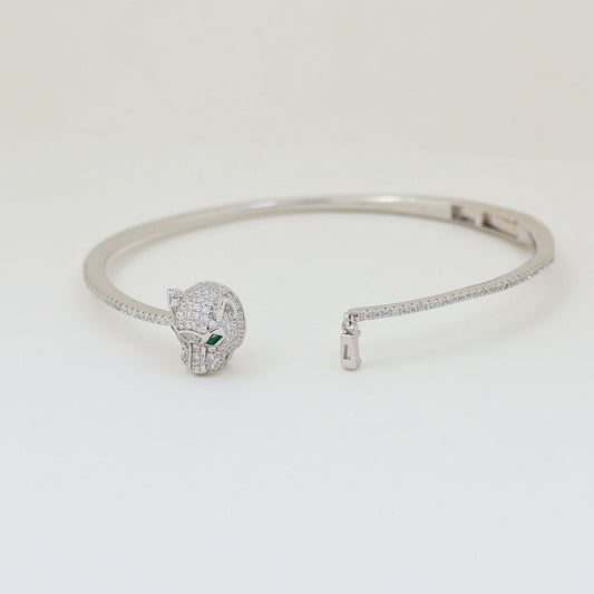 925 Silver fancy lion face Ladies Kada (Adjustable)