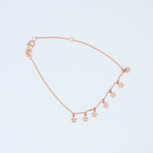 Rose Gold Star Bracelet 925 Silver