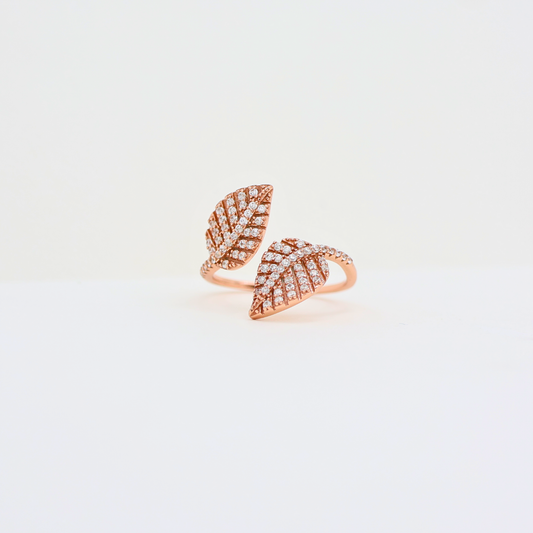 Leaf Rosegold finish Ring(adjustable ring)925