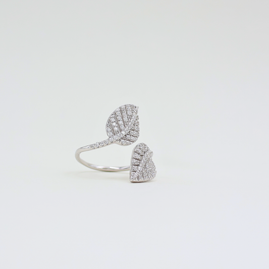 Leaf Design Silver finish Ring(adjustable ring)925