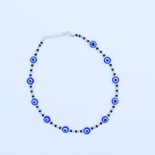Silver Evil Eye Single Anklet 925