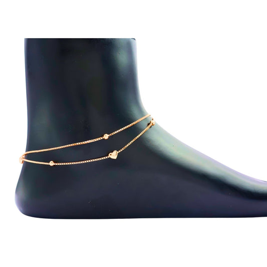 Rose Gold Heart Anklet 925