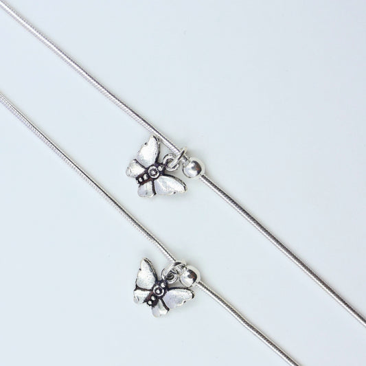 Oxidised Butterfly Silver  Anklet 925